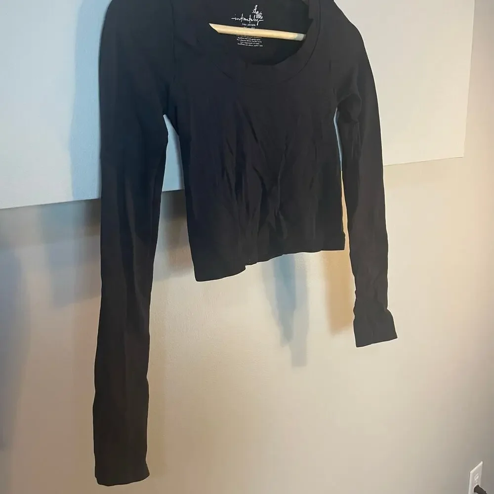 Free People REVOLVE x Intimately FP XS/S Have It All Long Sleeve In Washed Black